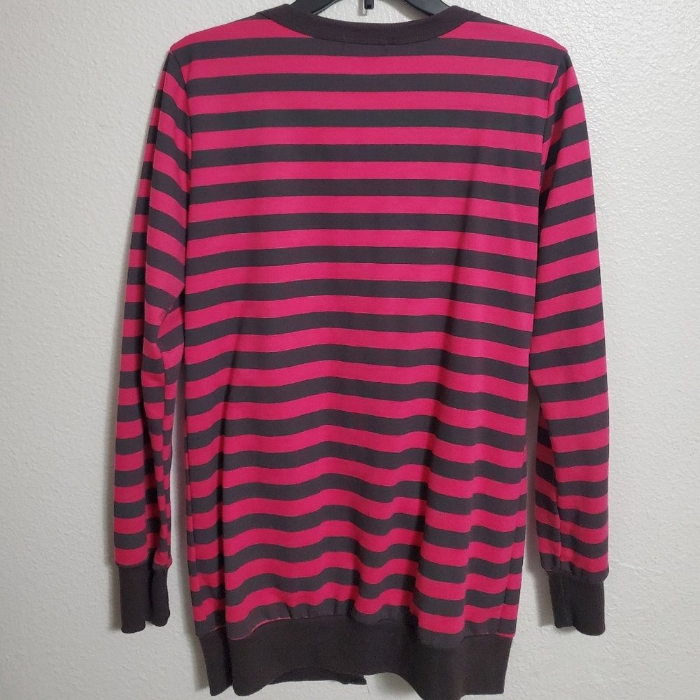 Grey and pink striped cardigan